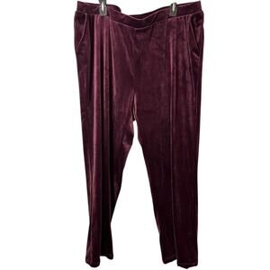Chicos Zenergy Velour Pull On Plum Purple Pants Loungewear Stretch sz 4 20 22